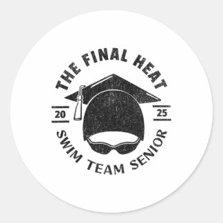 Swim Senior 2025 Graduation Cap Runder Aufkleber