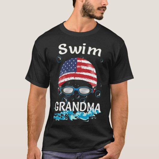 Swim Swimmer Funny Swimming Grandma Goggles Cap ho T-Shirt (Vorderseite)