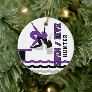 Swim-Tauchen-Team - lila und schwarz Keramik Ornament