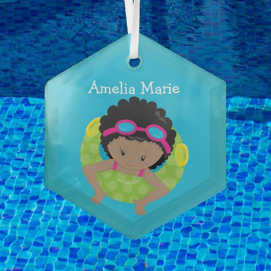 Swim Team African American Girl Niedlich Personali Ornament Aus Glas