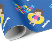 Swim Team Girl Custom Kids Happy Birthday Geschenkpapier (Rolleneckpunkt)