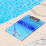 Swim Team Klemmbrett<br><div class="desc">Diese personalisierte, thematisch gestaltete Zwischenablage ist eine wohltuende Begrüßung für einen Schwimmtrainer oder ein Schwimmteam. Das Design bietet einen fotografischen Blick auf die Schwimmbahnen unter Wasser. Alle Texte können bearbeitet oder gelöscht werden, um sie an Ihre Bedürfnisse anzupassen. Der Stil, die Farbe und die Größe des Schriftartes können in EDIT...</div>