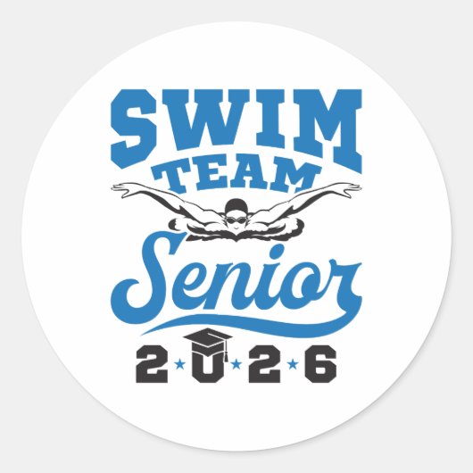 Swim Team Senior 2026 Runder Aufkleber (Vorderseite)