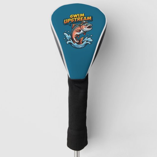 Swim Upstream Salmon Motivational Golf Headcover (Vorderseite)