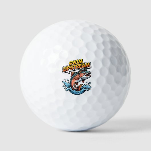 Swim Upstream Salmon Motivational Golfball (Vorderseite)
