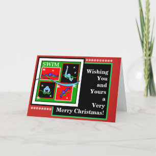 Swimmer Frohe Weihnachten geklappte Grußkarte Karte