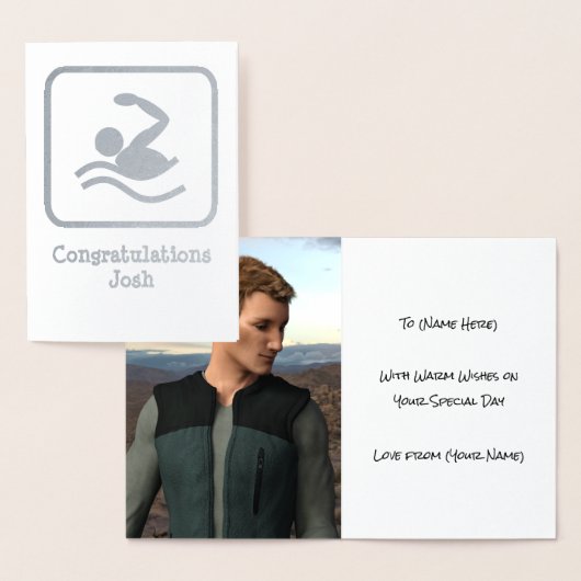 Swimmer in Silver - Laden Sie ein Foto hoch und in Folienkarte (Anzeige)