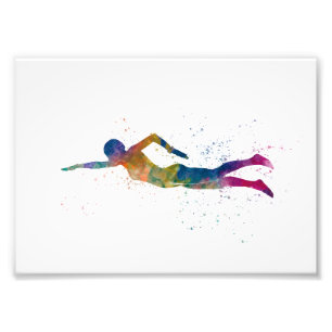 Swimmer in Watercolor Fotodruck