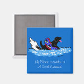 Swimmig Black Labrador Cartoon Magnet (Vorderseite/Rückseite)