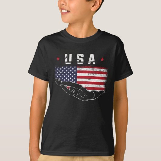 Swimming Athlete Sports USA Schwimmer T-Shirt (Vorderseite)