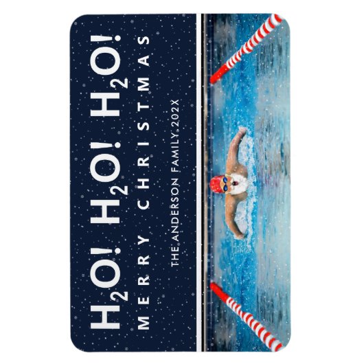 swimming christmas holiday card magnet (Vertikal)