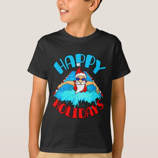 Swimming Christmas Santa T-Shirt (Vorderseite)