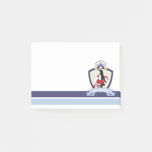 Swimming Club Wappen Niedlicher Cartoon Pinguin Ki Post-it Klebezettel (Vorderseite)