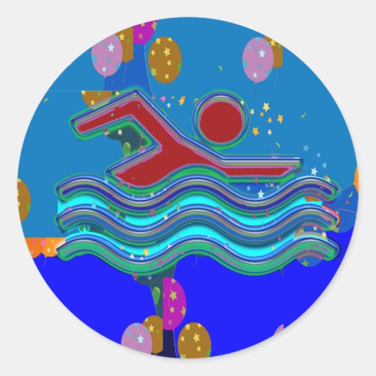 SWIMMING: Cool Minds in Hot Times Runder Aufkleber (Vorderseite)