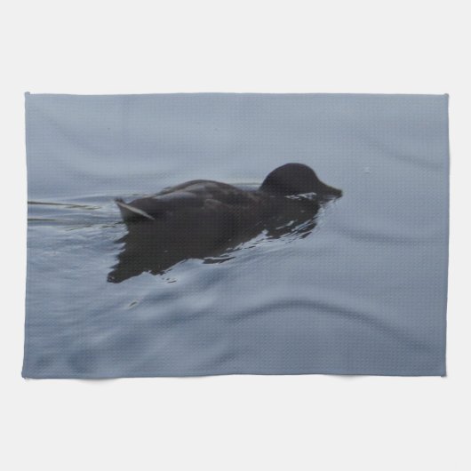 Swimming Duck in Lake, Nature Bird Wildlife Blue Handtuch (Horizontal)