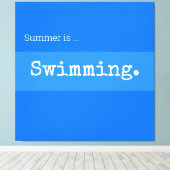 SWIMMING Fun Sporty Bright Blue Sommer Streifen Leinwanddruck (Insitu (Holzboden))