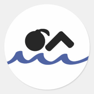 Swimming Girl Runder Aufkleber