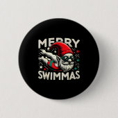 Swimming Gnome, Merry Swimmas, Swimmer Christmas  Button (Vorderseite)