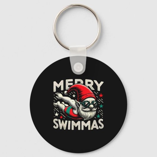 Swimming Gnome, Merry Swimmas, Swimmer Christmas Schlüsselanhänger (Vorderseite)