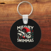 Swimming Gnome, Merry Swimmas, Swimmer Christmas Schlüsselanhänger (Vorderseite)