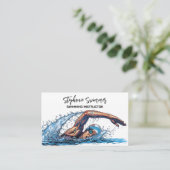 Swimming Instructor Coach Visitenkarte (Stehend Vorderseite)