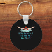 Swimming Is My DNA Swimming Lover Funny Swimmer Schlüsselanhänger (Vorderseite)