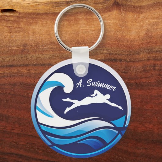 Swimming logo Personalize with name Schlüsselanhänger (Rückseite)