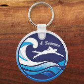 Swimming logo Personalize with name Schlüsselanhänger (Vorderseite)