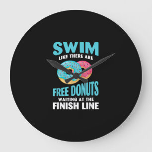 Swimming Lover - Swim Like Re Are Free Donuts Große Wanduhr