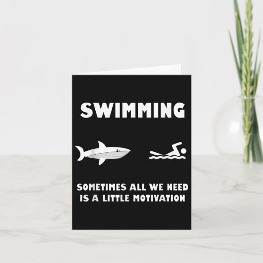 Swimming Motivation Shark Chase Funny Shark Karte (Vorderseite)