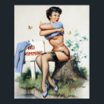 Swimming Pin Up Poster<br><div class="desc">Vintage pin up.</div>