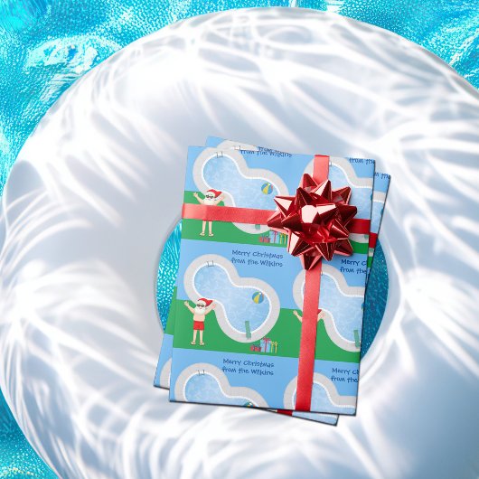 Swimming Pool Santa Claus Weihnachten Geschenkpapier
