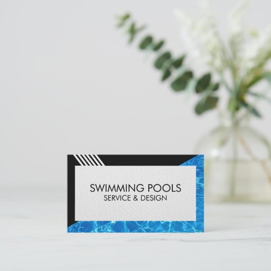 Swimming Pool Services Business Card Visitenkarte (Stehend Vorderseite)