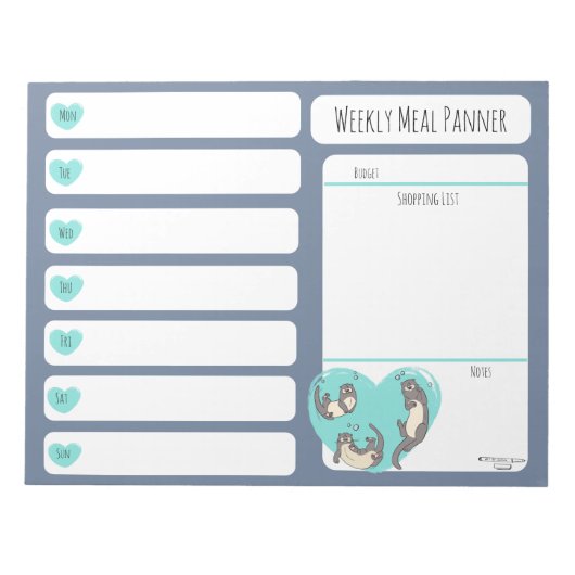 Swimming River Otter Weekly Meal Planer Notizblock (Vorderseite)