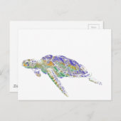 Swimming Sea Turtle Moderne Kunst Postkarte (Vorne/Hinten)