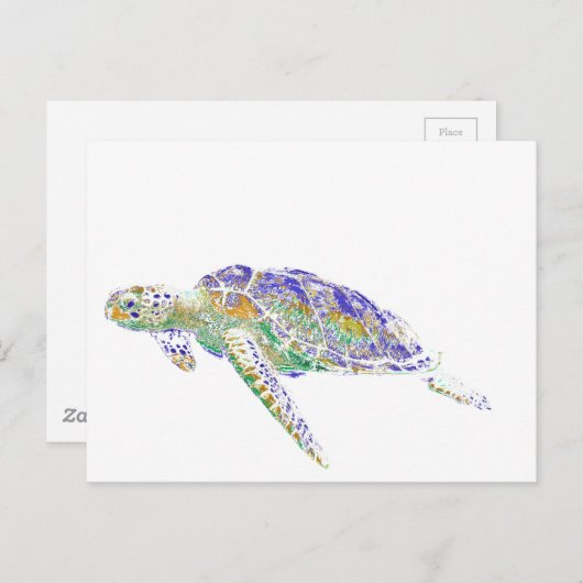 Swimming Sea Turtle Moderne Kunst Postkarte (Vorne/Hinten)