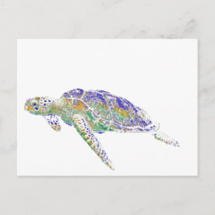 Swimming Sea Turtle Moderne Kunst Postkarte