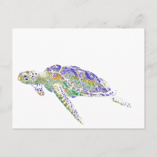 Swimming Sea Turtle Moderne Kunst Postkarte (Vorderseite)