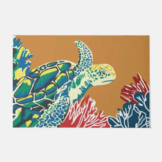 Swimming Sea Turtle Summer Doormat, Neues Zuhause Fußmatte (Vorderseite)