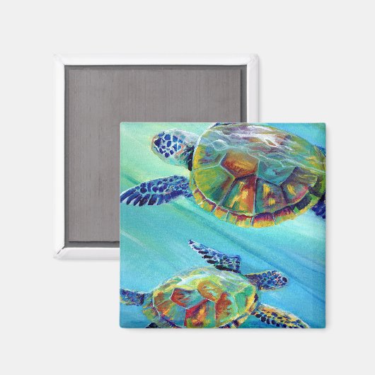 Swimming Sea Turtles Magnet (Vorderseite/Rückseite)