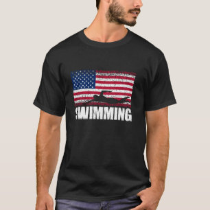 Swimming Sports Retro American Flag USA Sw T-Shirt