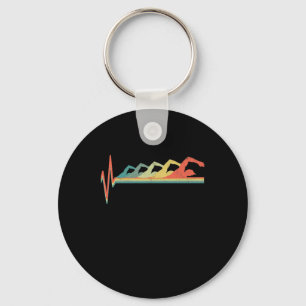 Swimming Swimmer Heartbeat  Gift Premium Schlüsselanhänger