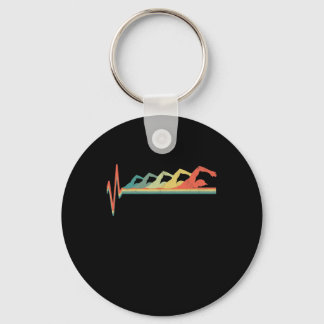Swimming Swimmer Heartbeat Gift Premium Schlüsselanhänger