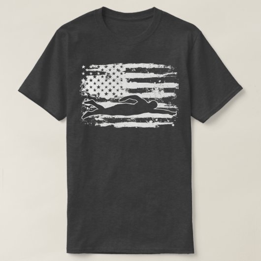 Swimming USA Flag 4. Juli T-Shirt (Design vorne)
