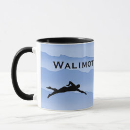 Swimming with Swimmer silhouettes and waves  Tasse