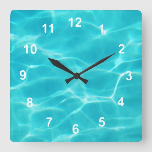 Swimmingpool Quadratische Wanduhr (Vorderseite)