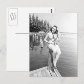 Swimsuit Beauty ! Schwarz-Weiß-Foto Postkarte (Vorne/Hinten)