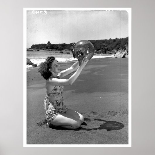 Swimsuit Girl Oregon Beach Vintag Poster (Vorne)