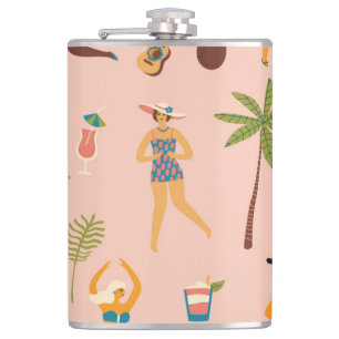 Swimsuit Ladys: Tropischer Vintager Tanz Flachmann