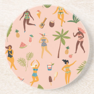 Swimsuit Ladys: Tropischer Vintager Tanz Getränkeuntersetzer